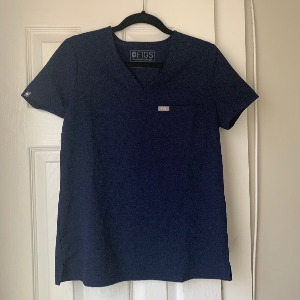 FIGS Navy Catarina  One-Pocket Scrub Top